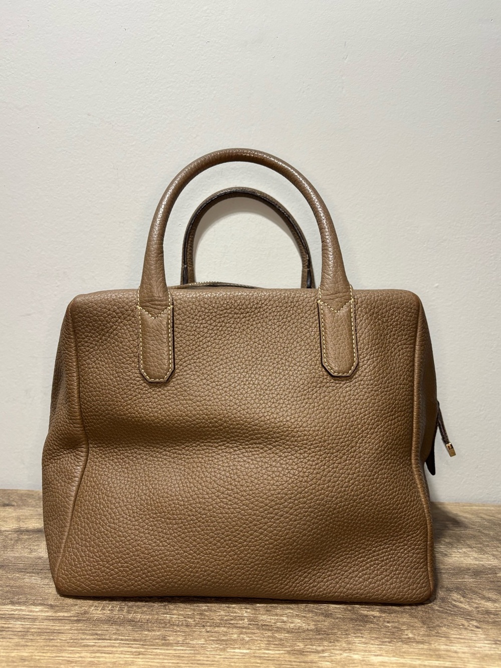 Bruno Magli Pebbled Leather Satchel in Taupe - Picture 3 of 16